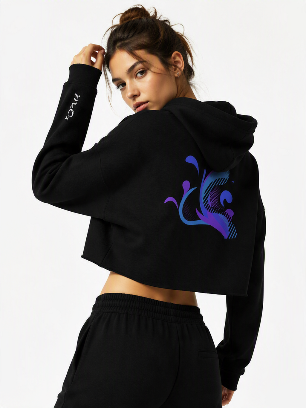 Sweat à capuche crop femme